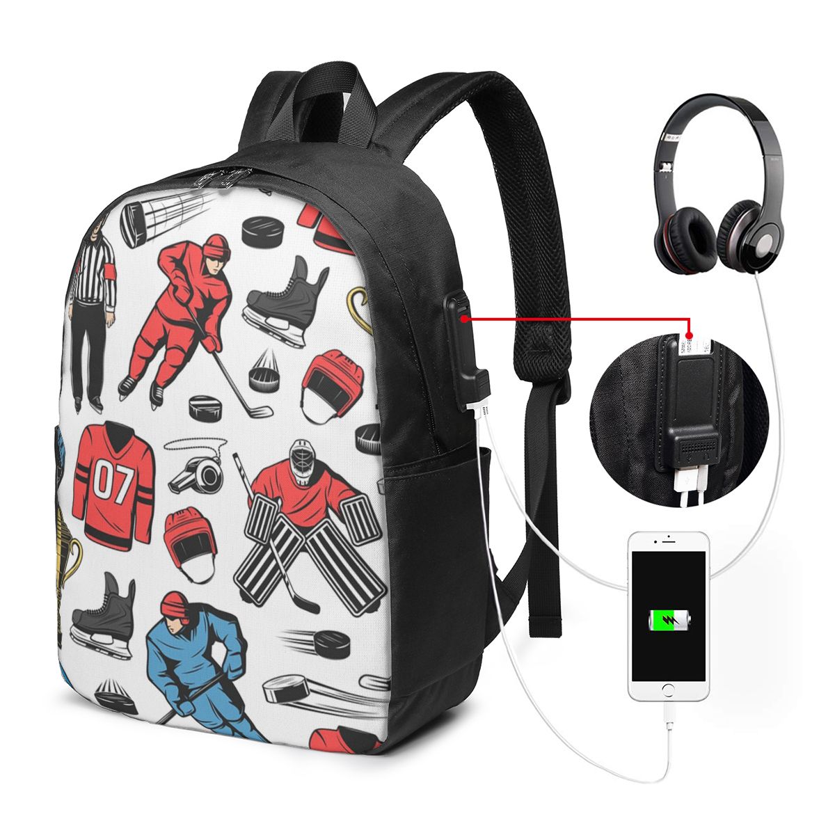 Women Bags For Laptop - アイスホッケー選手オンリンクバックパック旅行ノートブックバッグコンピュータ大学生スクールバッグラップトップショルダーバッグ男性女性用