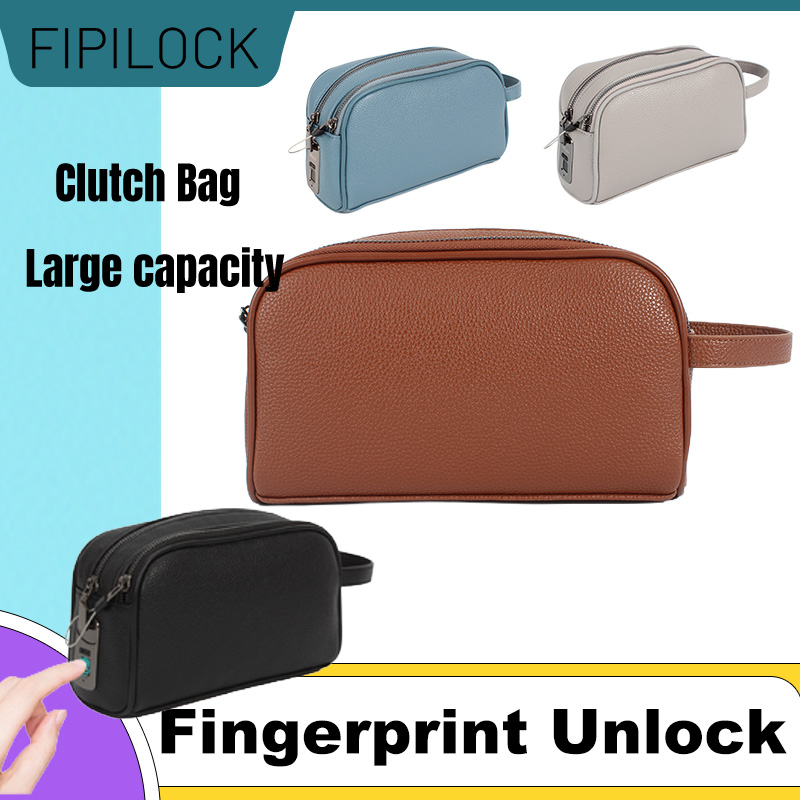 Women Bags Wholesale - FIPILOCK クラッチバッグ メンズ ハンドバッグ 女性用 スマート指紋認証ロック付き