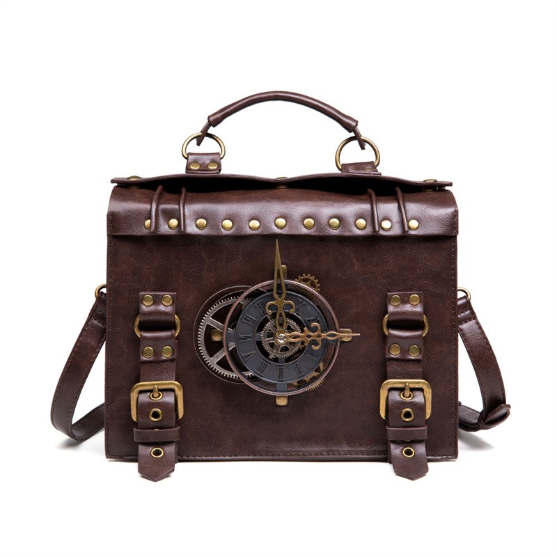 Women'S Bags Victoria - 女性スチームパンクシングルショルダーバッグヴィンテージショルダーバッグゴシックストラップリベット付きレディーストップハンドルバッグビクトリアロリータバッグ