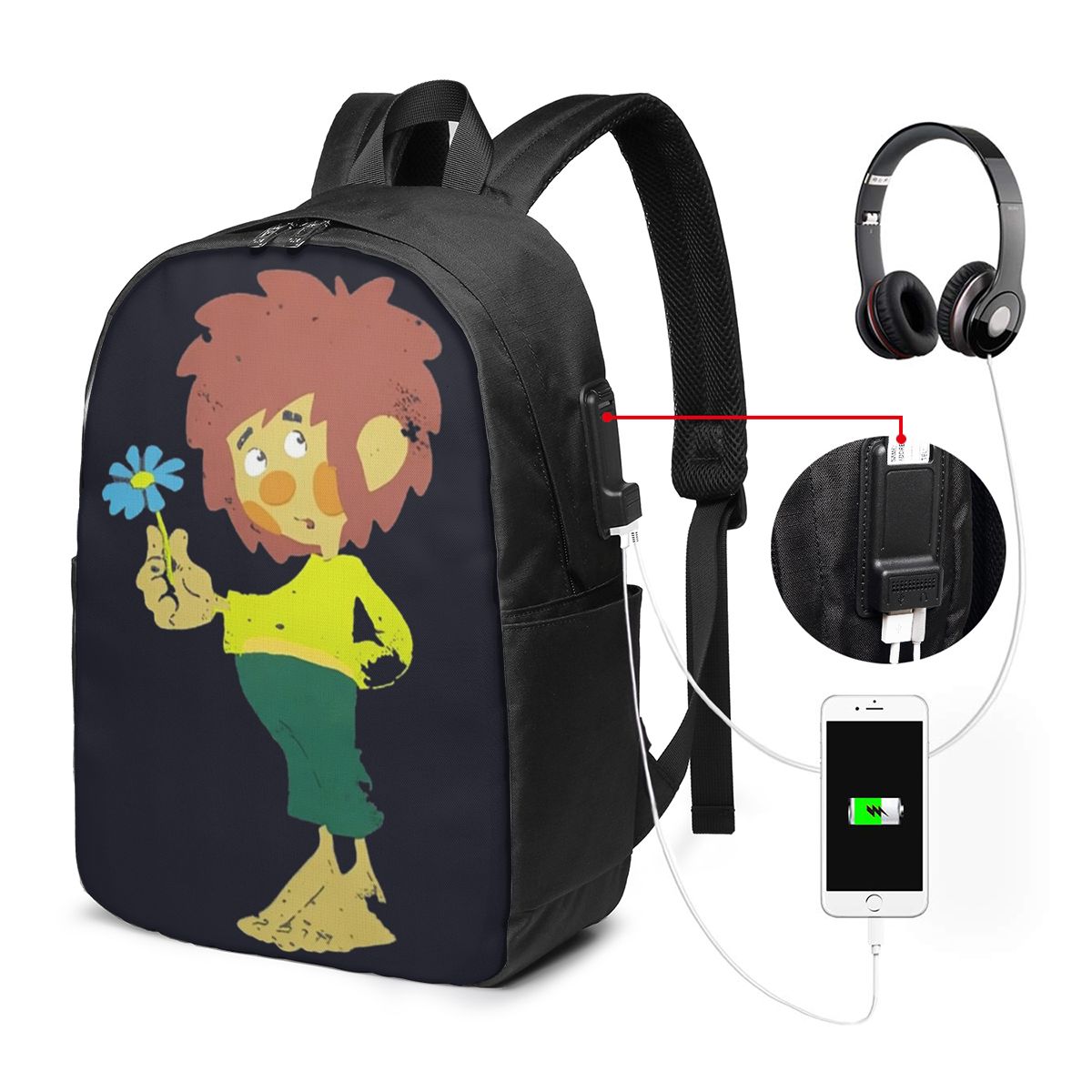 Women Bags For Laptop - Pumuckl Blume - フィギュアバックパック トラベルノートブックバッグ コンピューター