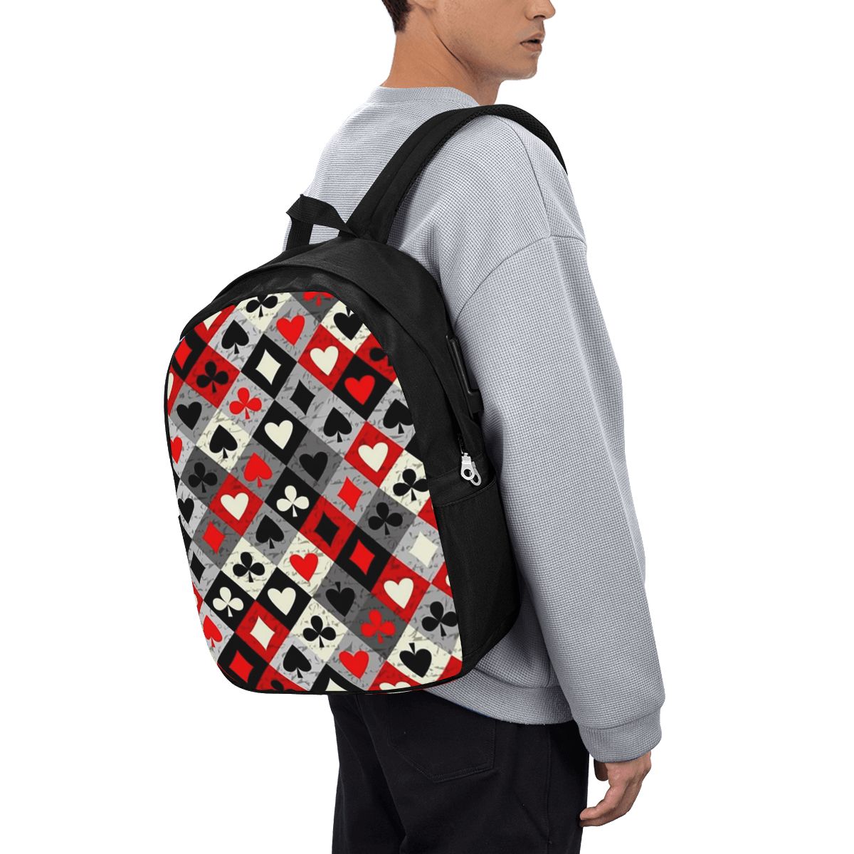 Women Bags For Laptop - トランプポーカープリントバックパック旅行ノートブックバッグコンピュータ大学生スクールバッグラップトップショルダーバッグ男性女性用
