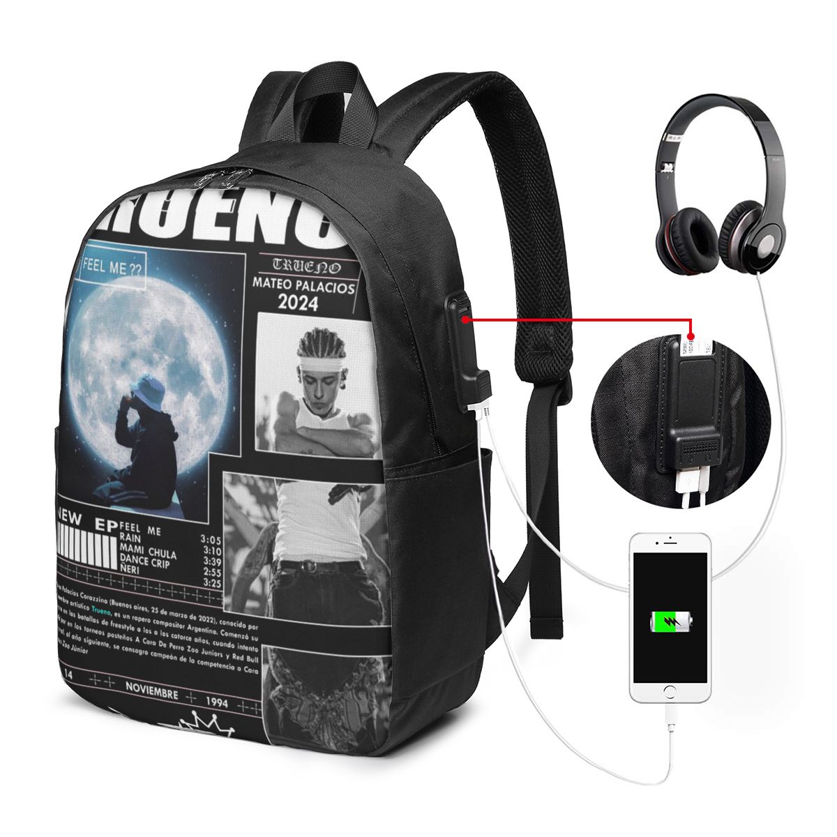 Women Bags For Laptop - 面白いトゥルーノヒップホップラッパーバックパック旅行ノートブックバッグコンピュータ大学生スクールバッグラップトップショルダーバッグ男性女性用