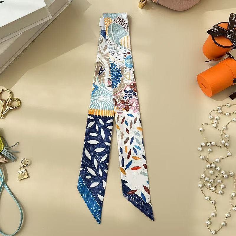 Women Bags Wholesale - 2025年流行のフランス風ファッション、多用途な植物柄ツイルリボン、バッグハンドルリボン、シルクスカーフ、ギフト、卸売、5 * 90cm