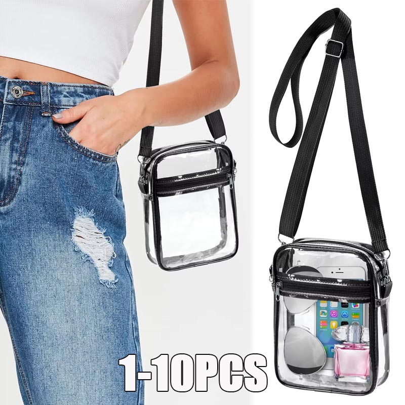 Women'S Bag - 1-10個入り レディース クリア クロスボディバッグ 透明財布 ジッパー付き