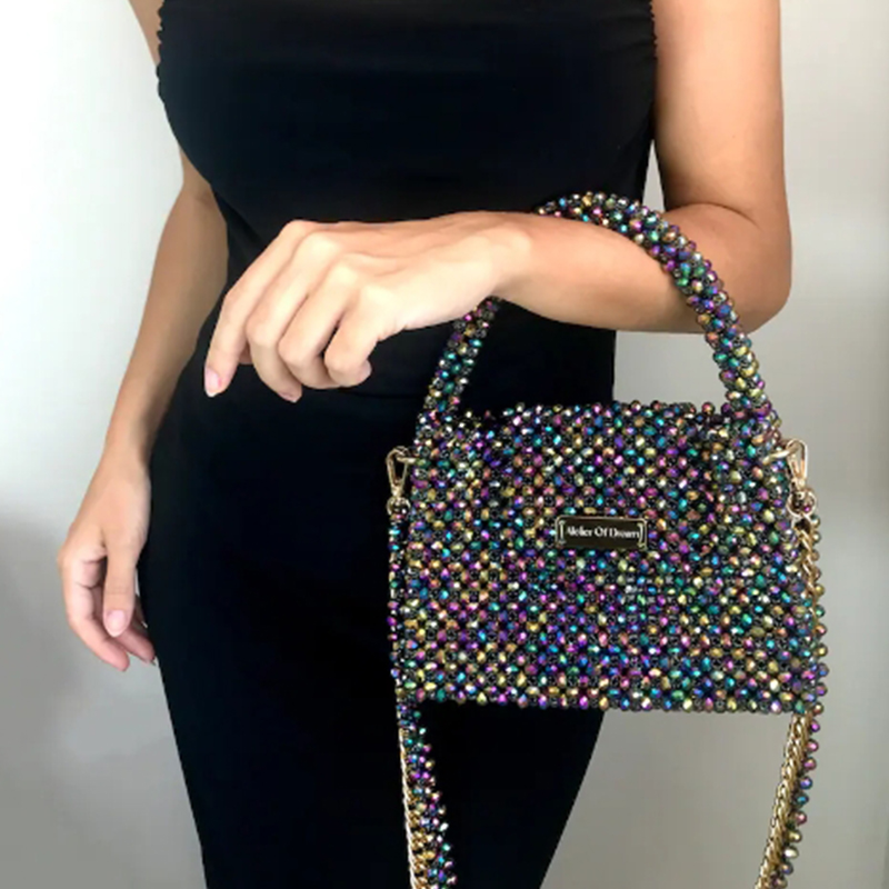 Women Bags Wholesale - カラフルなビーズのクロスボディバッグ,ハンドバッグ,チェーン,ラグジュアリー,ハイエンド,宴会,新しいファッション,カスタマイズ可能,卸売
