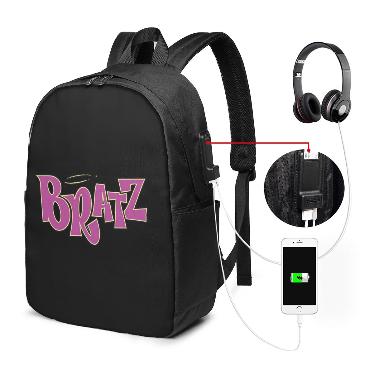 Women Bags For Laptop - Bratz ロゴ バックパック トラベル ノートブック バッグ