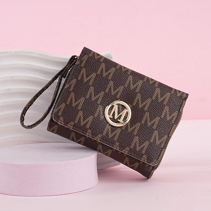 三つ折りジッパーウォレット、レターパターン入り、スタイリッシ - Women'S Bag のレビューと価格