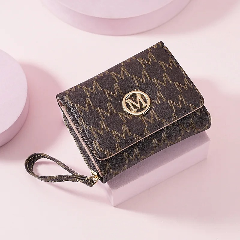 三つ折りジッパーウォレット、レターパターン入り、スタイリッシ - Women'S Bag のレビューと価格