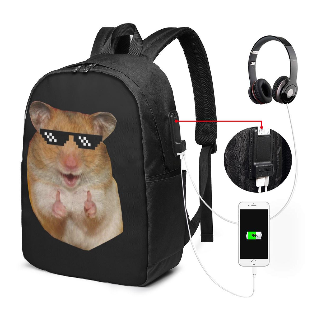 面白いハムスターバックパック旅行ノートブックバッグコンピュー - Women Bags For Laptop のレビューと価格