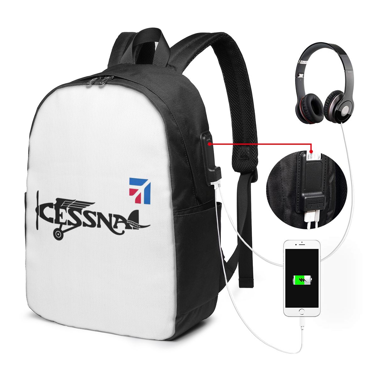 セスナロゴバックパック旅行ノートブックバッグコンピュータ大学 - Women Bags For Laptop のレビューと価格