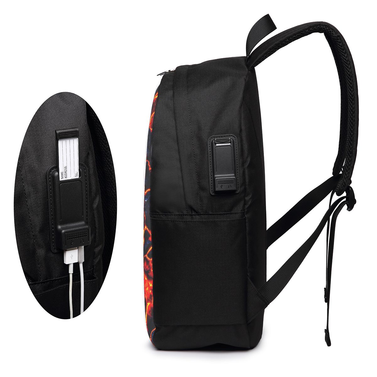 マグマ火山溶岩火災バックパック旅行ノートブックバッグコンピュ - Women Bags For Laptop のレビューと価格