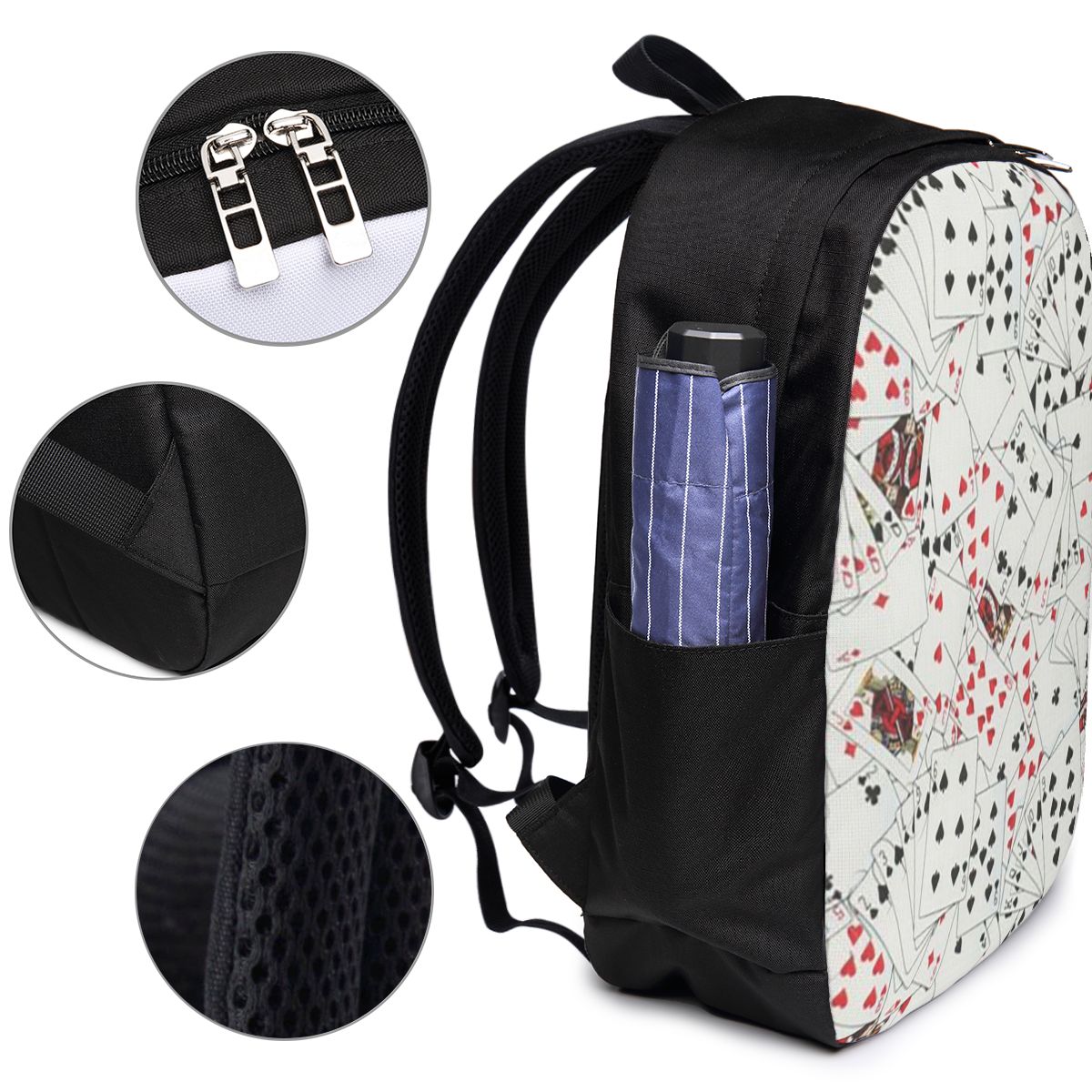 トランプポーカープリントバックパック旅行ノートブックバッグコ - Women Bags For Laptop のレビューと価格