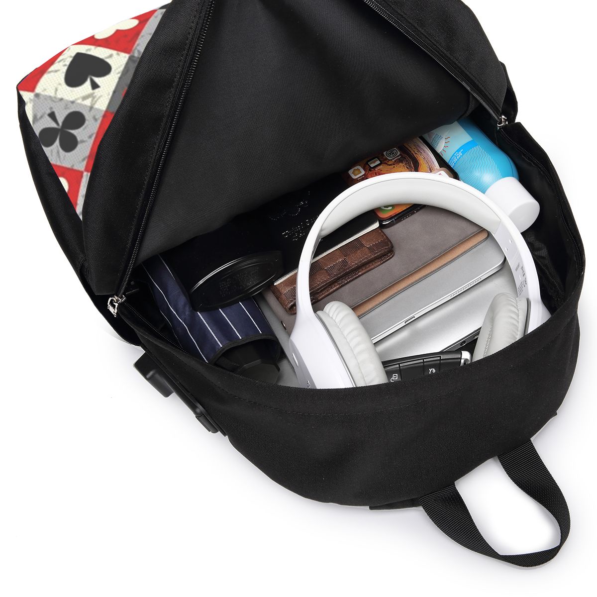 トランプポーカープリントバックパック旅行ノートブックバッグコ - Women Bags For Laptop のレビューと価格