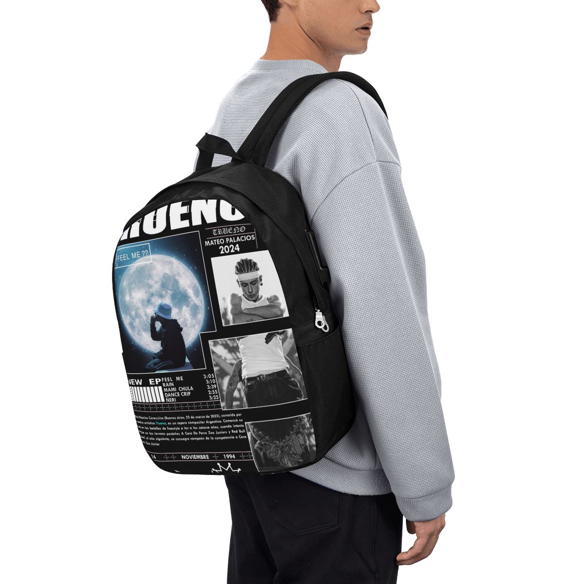 面白いトゥルーノヒップホップラッパーバックパック旅行ノートブ - Women Bags For Laptop のレビューと価格