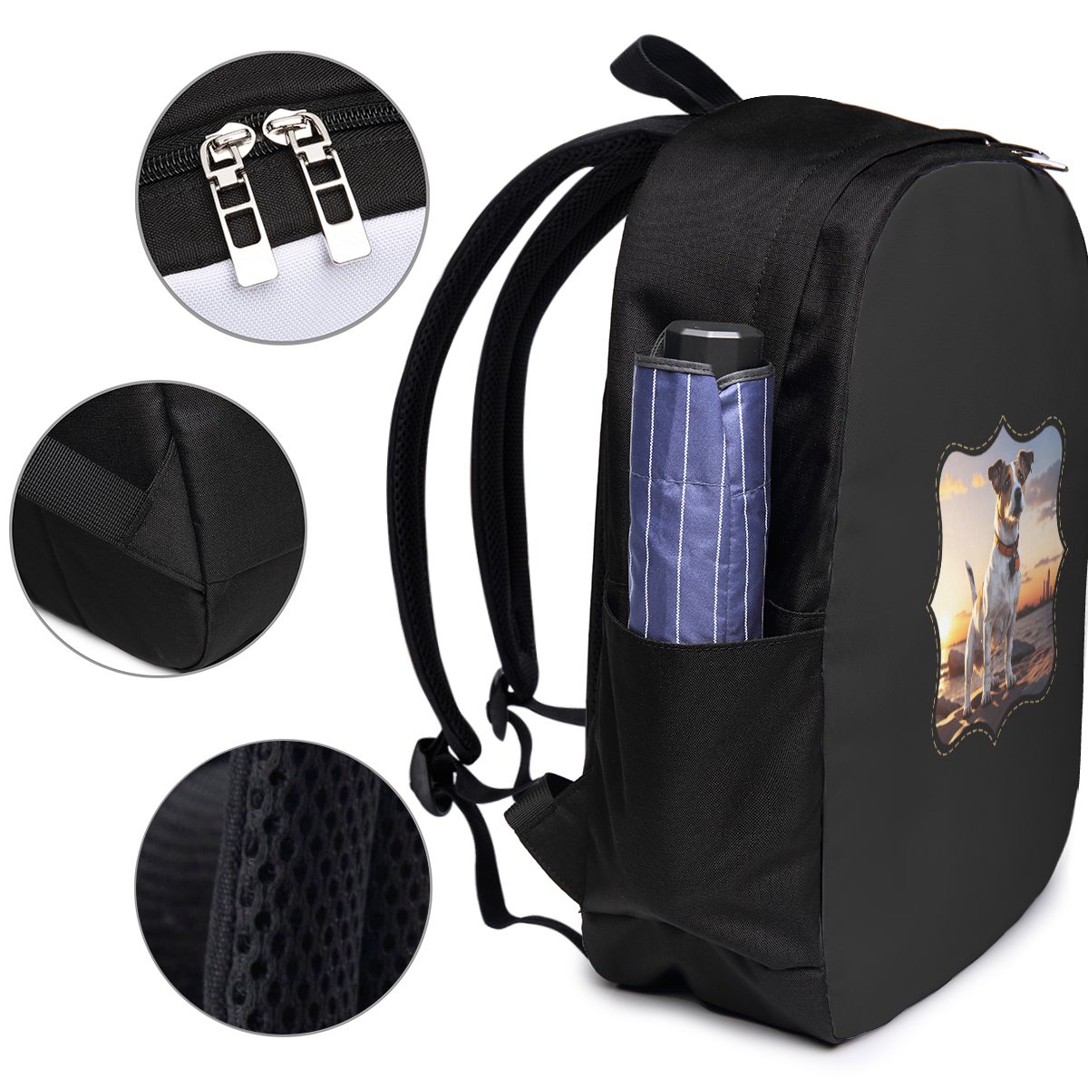 ジャックラッセル犬の夕日を描いたバックパック旅行ノートブック - Women Bags For Laptop のレビューと価格