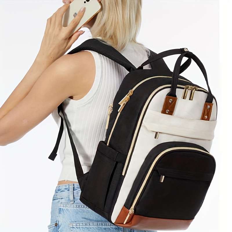 女性用ツートンカラーのノートパソコン用バックパック、防水仕様 - Women Bags For Laptop のレビューと価格