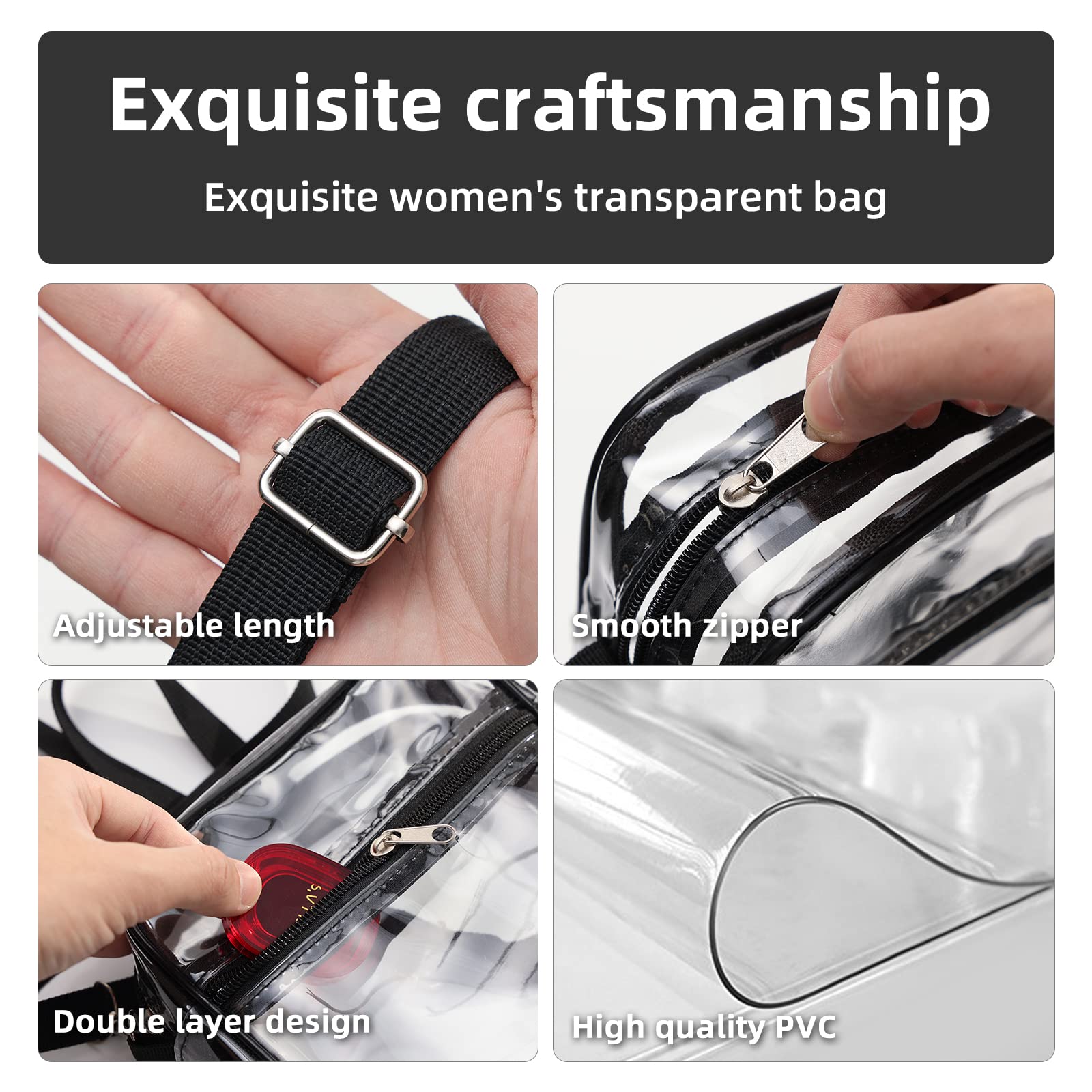 1-10個入り レディース クリア クロスボディバッグ 透明 - Women'S Bag のレビューと価格